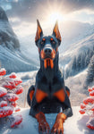 Doberman Black and Tan - Best of Breed DCR Winter Berries Outdoor House and Garden Flag