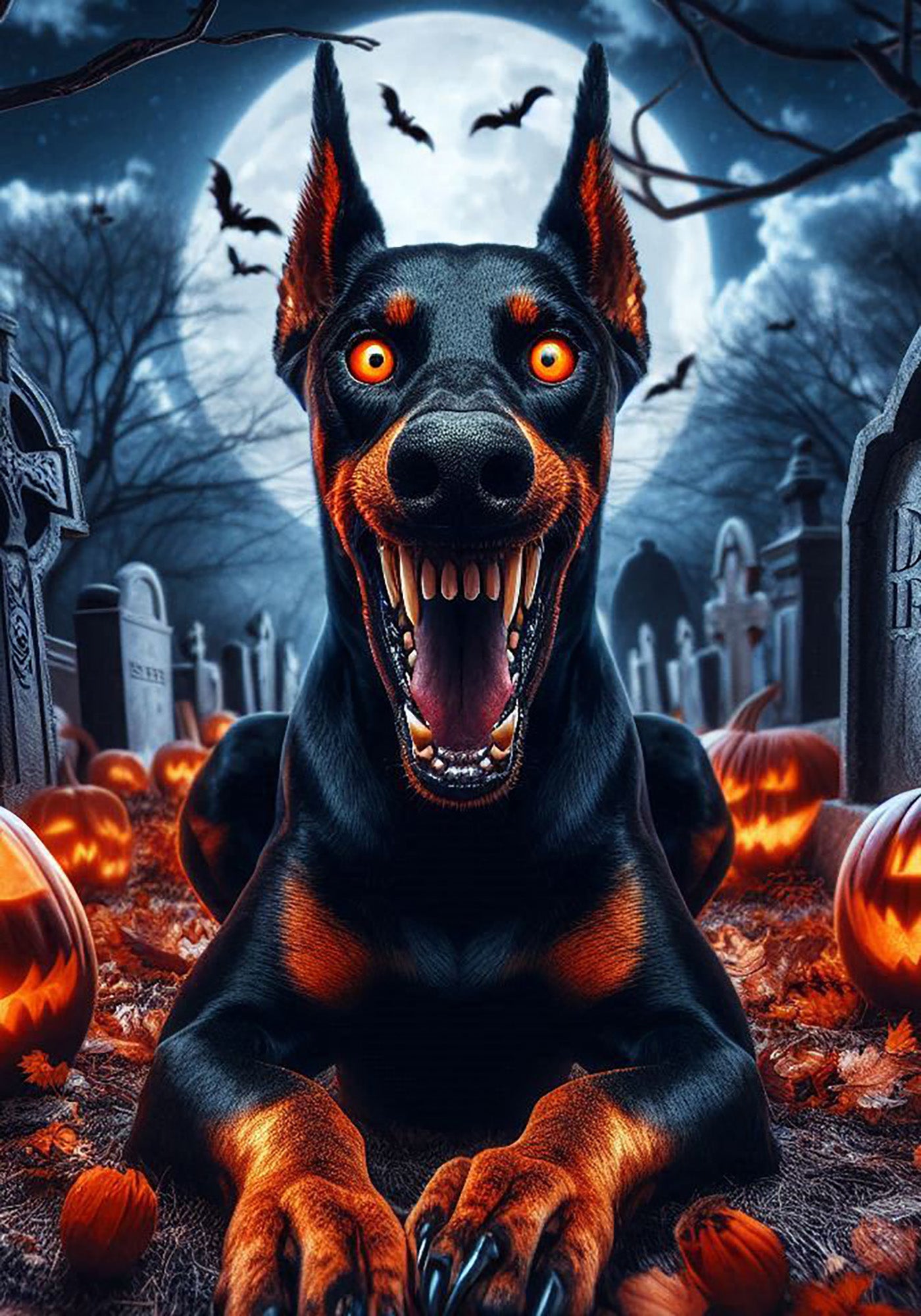 Doberman Black and Tan - Best of Breed DCR Halloween Outdoor House and