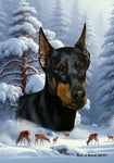 Doberman Black/Tan  Cropped - Best of Breed  Winter Wonderland Outdoor House and Garden Flag