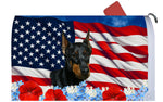 Doberman Black/Tan  Cropped - Best of Breed Patriotic Mailbox Cover Hi-Grade Vinyl 6" x 19"