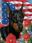 Doberman Black/Tan  Cropped - Best of Breed  Patriotic I All-American Outdoor House and Garden Flag