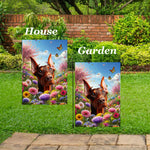 Doberman Red Cropped  - Best of Breed  Spring Butterflies Outdoor House and Garden Flag