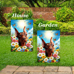 Doberman Red Cropped  - Best of Breed  Summer Butterflies Outdoor House and Garden Flag