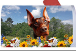 Doberman Red Cropped  - Best of Breed Summer Flowers Mailbox Cover Hi-Grade Vinyl 6" x 19"