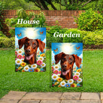 Doberman Red Uncropped  - Best of Breed  Summer Butterflies Outdoor House and Garden Flag