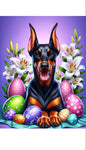 Doberman Black and Tan Cropped - Best of Breed DCR Easter Holiday    Outdoor House and Garden Flag