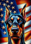 Doberman Black and Tan Cropped - Best of Breed DCR Patriotic III   Outdoor House and Garden Flag