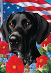 English Pointer Black/White - Best of Breed  Patriotic I All-American Outdoor House and Garden Flag