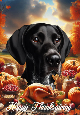 English Pointer Black/White - Best of Breed  Thanksgiving Outdoor House and Garden Flag