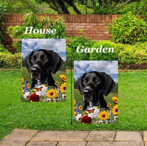 English Pointer Black/White - Best of Breed  Summer Fields Outdoor House and Garden Flag