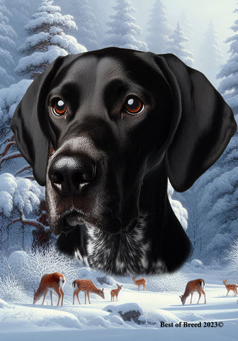 English Pointer Black/White - Best of Breed  Winter Wonderland Outdoor House and Garden Flag