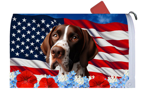 English Pointer Liver/White -  Best of Breed Patriotic Mailbox Cover Hi-Grade Vinyl 6" x 19"