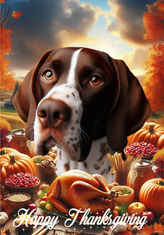 English Pointer Liver/White -  Best of Breed  Thanksgiving Outdoor House and Garden Flag