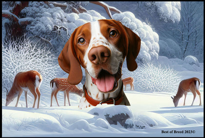 English Pointer Red/White -  Best of Breed Winter Wonderland Floor Mat Tufted Loop 18" x 27"