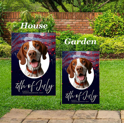 English Pointer Red/White -  Best of Breed  Independence Day July 4th Fourth of July   Outdoor House and Garden Flag