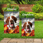 English Pointer Red/White -  Best of Breed  Fall Leaves Outdoor House and Garden Flag
