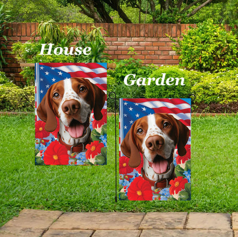 English Pointer Red/White -  Best of Breed  Patriotic I All-American Outdoor House and Garden Flag