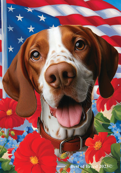 English Pointer Red/White -  Best of Breed  Patriotic I All-American Outdoor House and Garden Flag