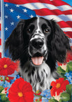 English Setter Black/White -  Best of Breed  Patriotic I All-American Outdoor House and Garden Flag