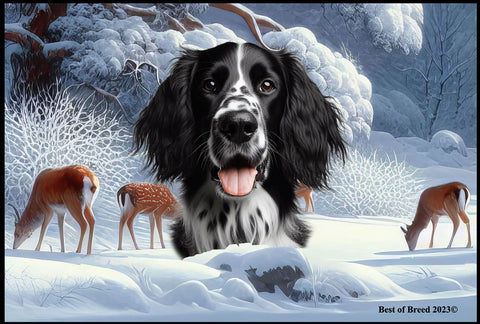 English Setter Black/White -  Best of Breed Winter Wonderland Floor Mat Tufted Loop 18" x 27"