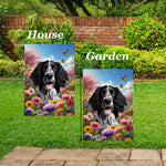 English Setter Black/White -  Best of Breed  Spring Butterflies Outdoor House and Garden Flag