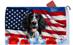 English Setter Black/White -  Best of Breed Patriotic Mailbox Cover Hi-Grade Vinyl 6" x 19"