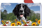 English Setter Black/White -  Best of Breed Summer Flowers Mailbox Cover Hi-Grade Vinyl 6" x 19"