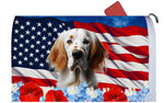 English Setter Orange -  Best of Breed Patriotic Mailbox Cover Hi-Grade Vinyl 6" x 19"