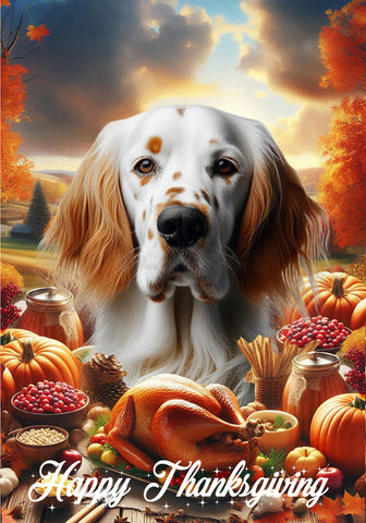 English Setter Orange -  Best of Breed  Thanksgiving Outdoor House and Garden Flag