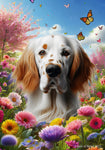 English Setter Orange -  Best of Breed  Spring Butterflies Outdoor House and Garden Flag