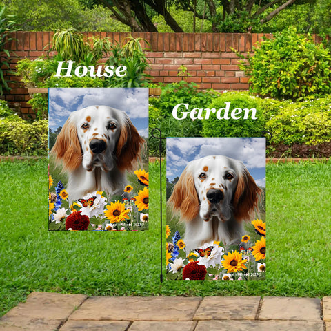 English Setter Orange -  Best of Breed  Summer Fields Outdoor House and Garden Flag