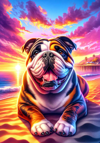 English Bulldog Brindle - Best of Breed DCR Summer Sunset Outdoor House and Garden Flag