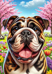 English Bulldog Brindle - Best of Breed DCR Spring II    Outdoor House and Garden Flag