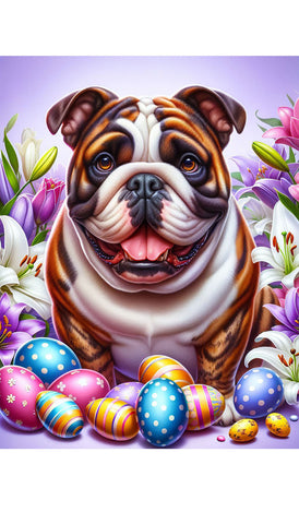 English Bulldog Brindle - Best of Breed DCR Easter Holiday    Outdoor House and Garden Flag