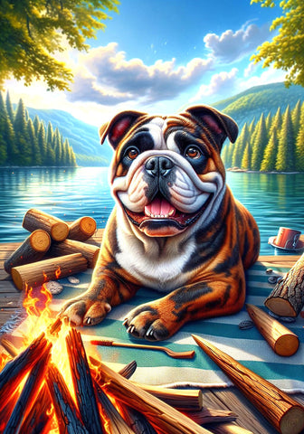 English Bulldog Brindle - Best of Breed DCR Summer Camping   Outdoor House and Garden Flag