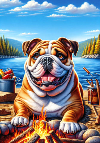 English Bulldog Brown and White - Best of Breed DCR Summer Camping   Outdoor House and Garden Flag