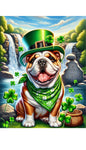 English Bulldog Brown and White - Best of Breed DCR Saint Patricks Day Day Outdoor House and Garden Flag