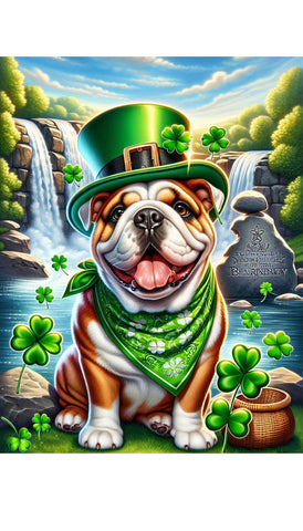 English Bulldog Brown and White - Best of Breed DCR Saint Patricks Day Day Outdoor House and Garden Flag