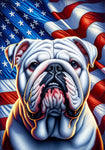 English Bulldog White - Best of Breed DCR Patriotic III   Outdoor House and Garden Flag
