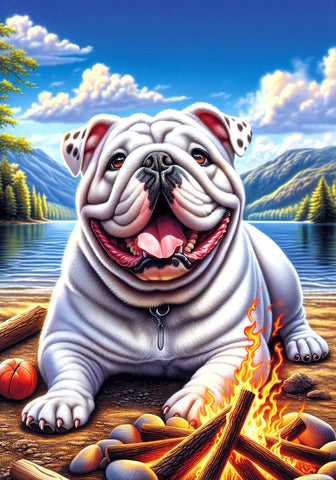 English Bulldog White - Best of Breed DCR Summer Camping   Outdoor House and Garden Flag