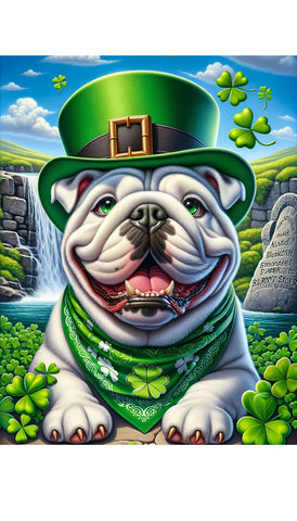 English Bulldog White - Best of Breed DCR Saint Patricks Day Day Outdoor House and Garden Flag