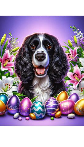 Springer Spaniel Black/White - Best of Breed DCR Easter Holiday    Outdoor House and Garden Flag