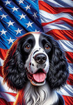 Springer Spaniel Black/White - Best of Breed DCR Patriotic III   Outdoor House and Garden Flag
