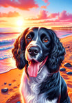Springer Spaniel Black/White - Best of Breed DCR Summer Sunset Outdoor House and Garden Flag