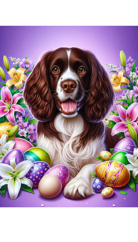 Springer Spaniel Liver/White - Best of Breed DCR Easter Holiday    Outdoor House and Garden Flag