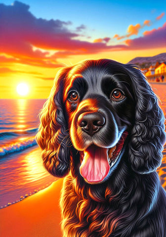 Field Spaniel Black - Best of Breed DCR Summer Sunset Outdoor House and Garden Flag