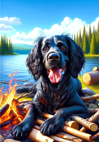 Field Spaniel Black - Best of Breed DCR Summer Camping   Outdoor House and Garden Flag