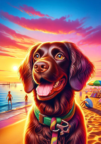 Field Spaniel Brown - Best of Breed DCR Summer Sunset Outdoor House and Garden Flag