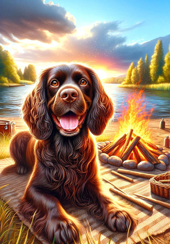 Field Spaniel Brown - Best of Breed DCR Summer Camping   Outdoor House and Garden Flag