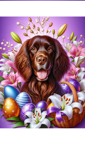 Field Spaniel Brown - Best of Breed DCR Easter Holiday    Outdoor House and Garden Flag